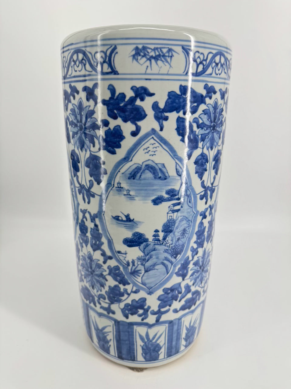Blue & White Flowers Ceramic Umbrella Stand