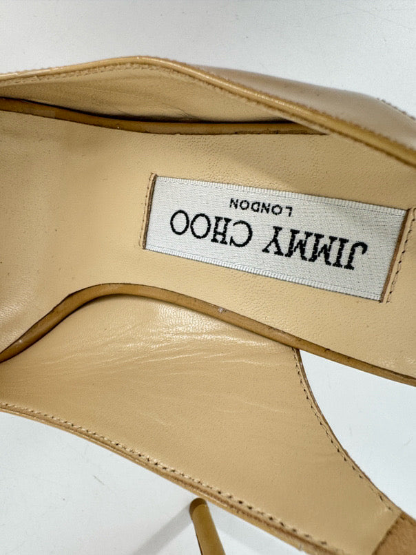 JIMMY CHOO Size 39 Nude Patent Leather Heels