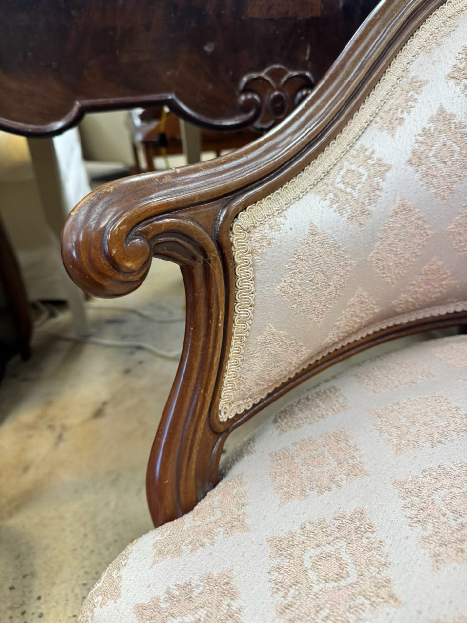 Wood Pink Upholstered French Chair