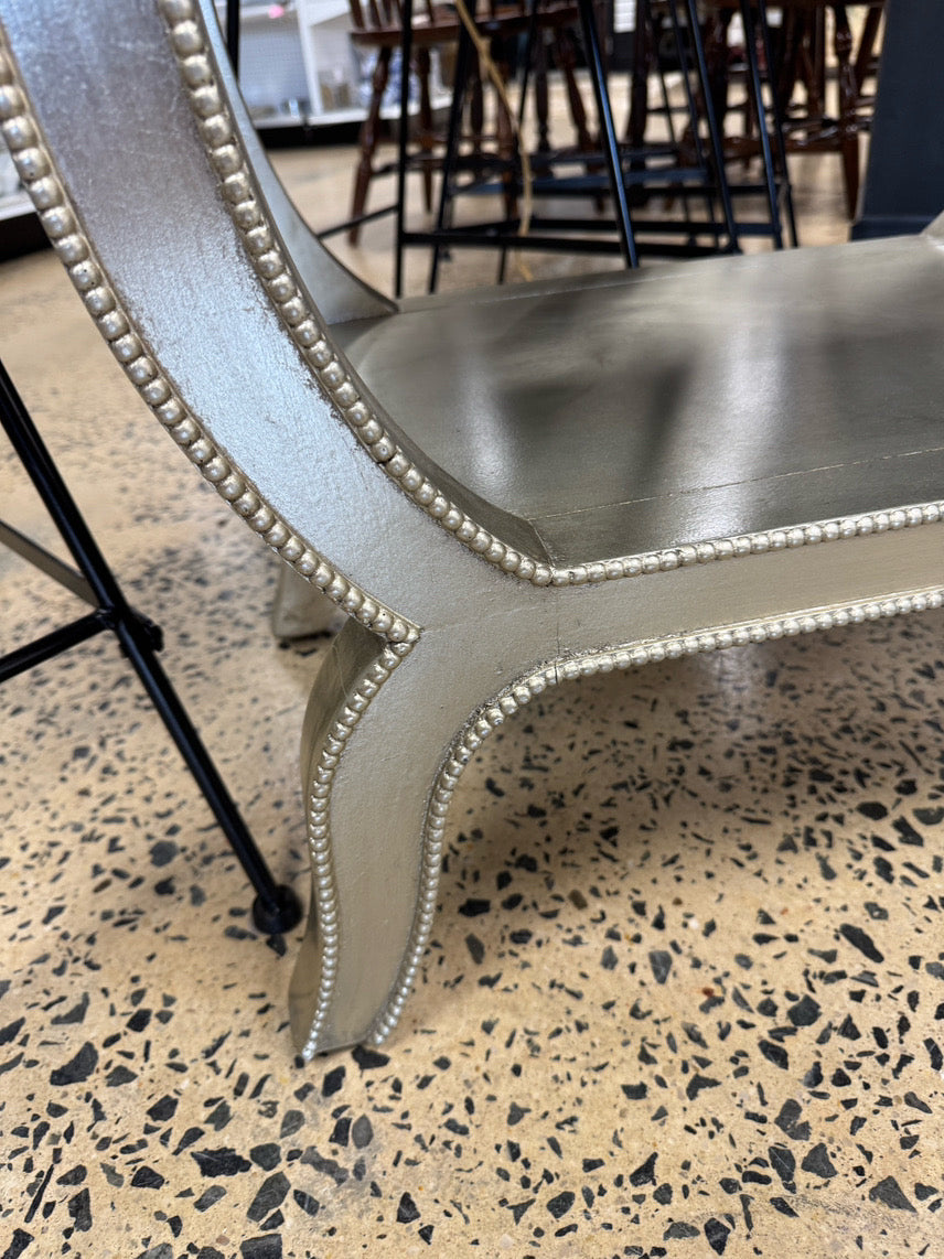 PIER 1 Silver Wood Beaded-Look End Table