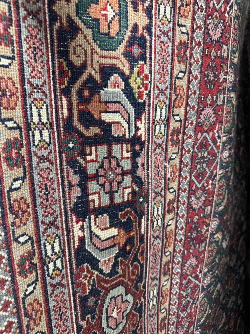 INDIA Green & Red Hand Knotted Wool Oriental Rug