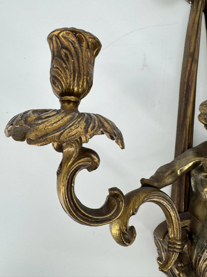 Brass Cupid & Bow Candle Sconce