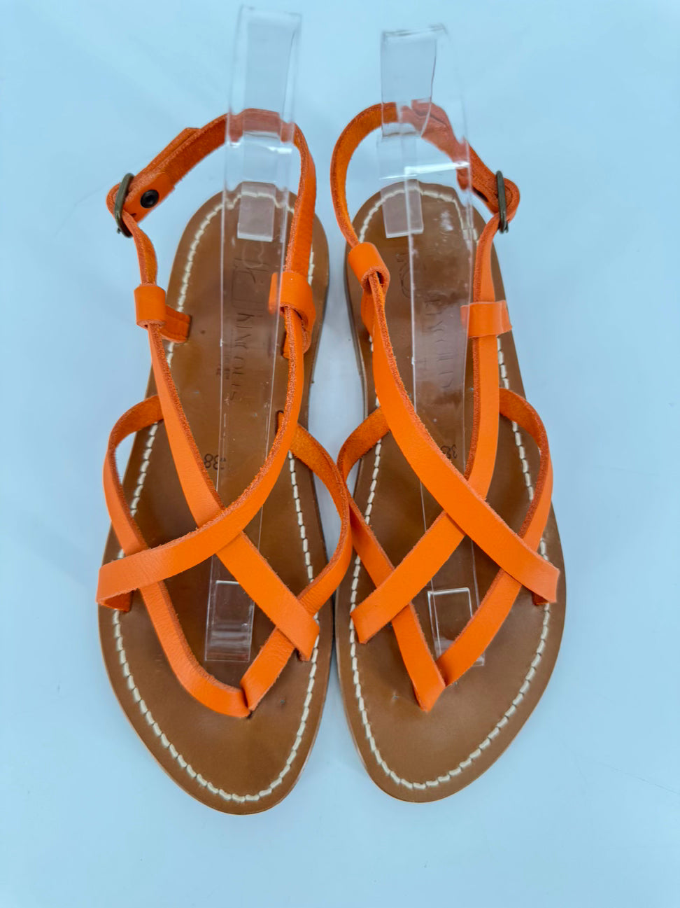 K JACQUES Size 38 Orange Leather Sandals
