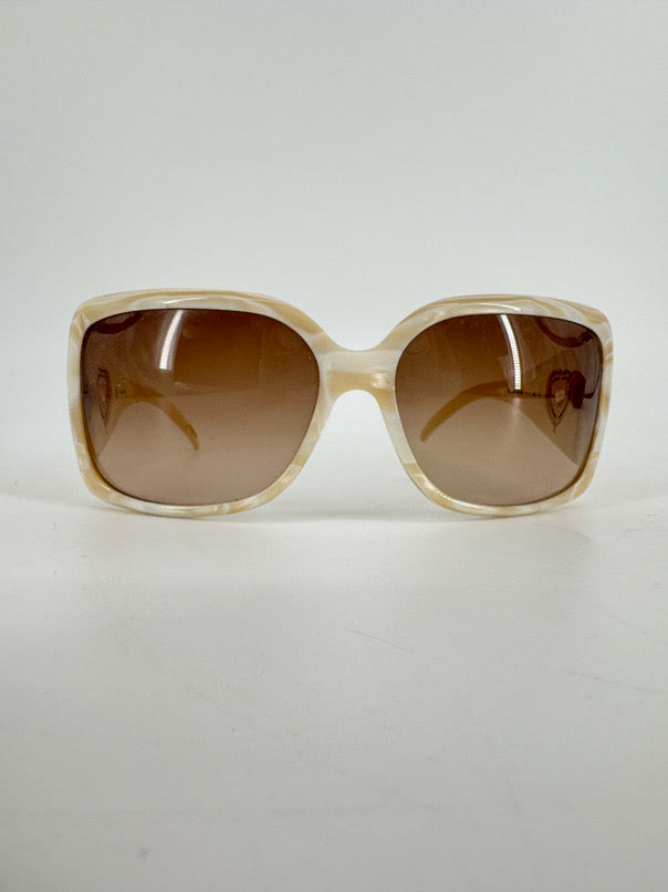CHOPARD Ivory Marble Effect w/ Rose Gold Heart Detail Sunglasses