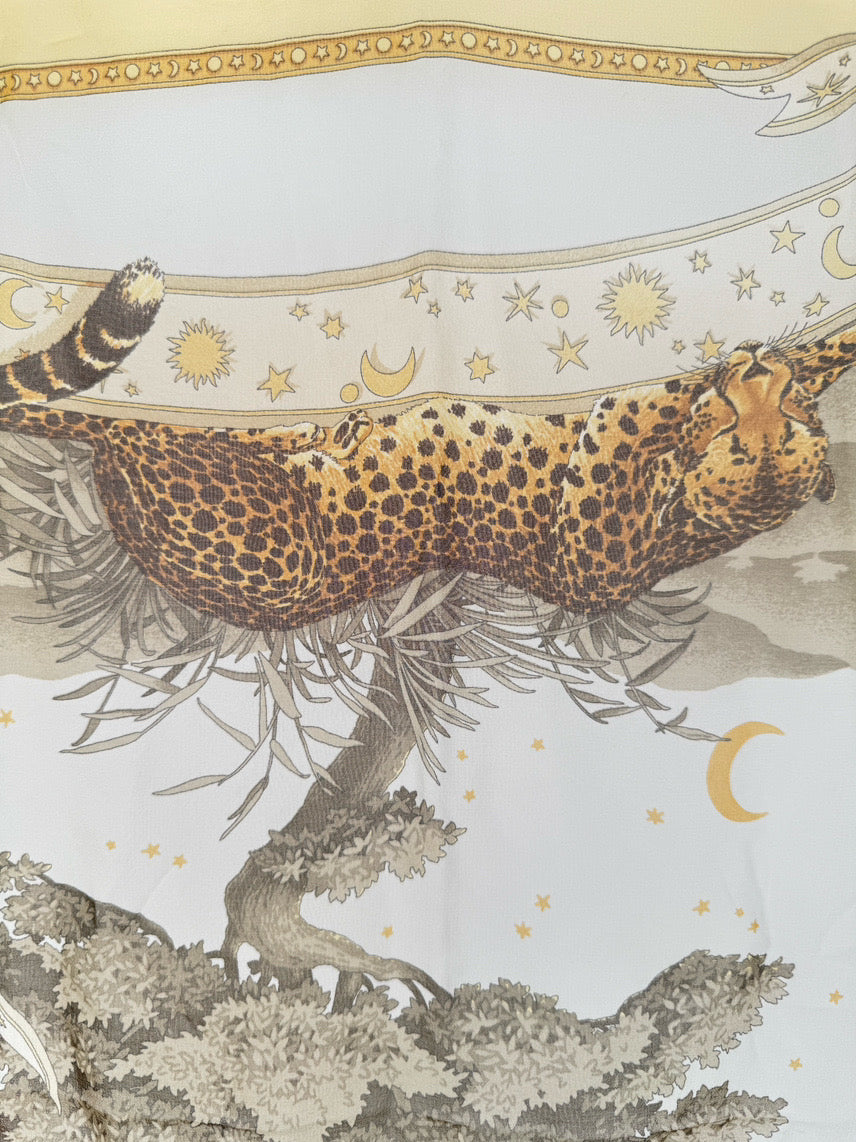 SALVATORE FERRAGAMO Butter Chiffon Animal Scarf