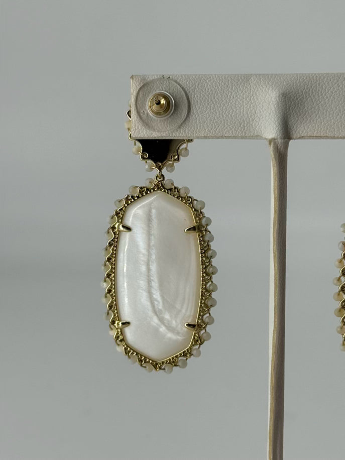 KENDRA SCOTT Gold Tone White Stone Earrings