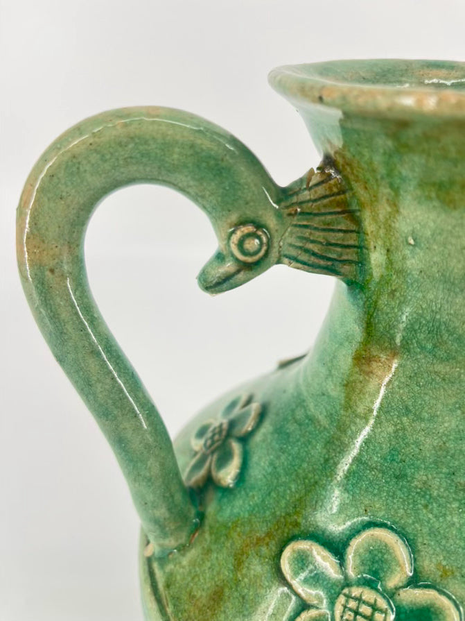 Celadon Embossed Flower Dragon-Shaped Handles Jug