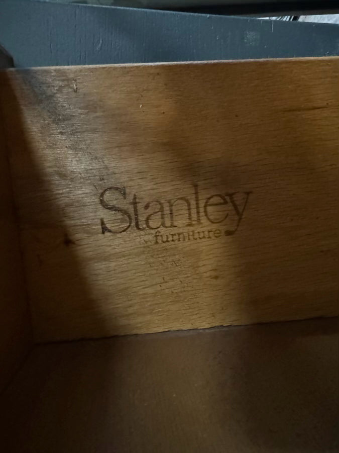 VINTAGE STANLEY FURNITURE Gray Painted Wood Armoire