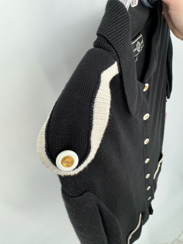 ST JOHN SPORT Size L Black Short Sleeve Cardigan