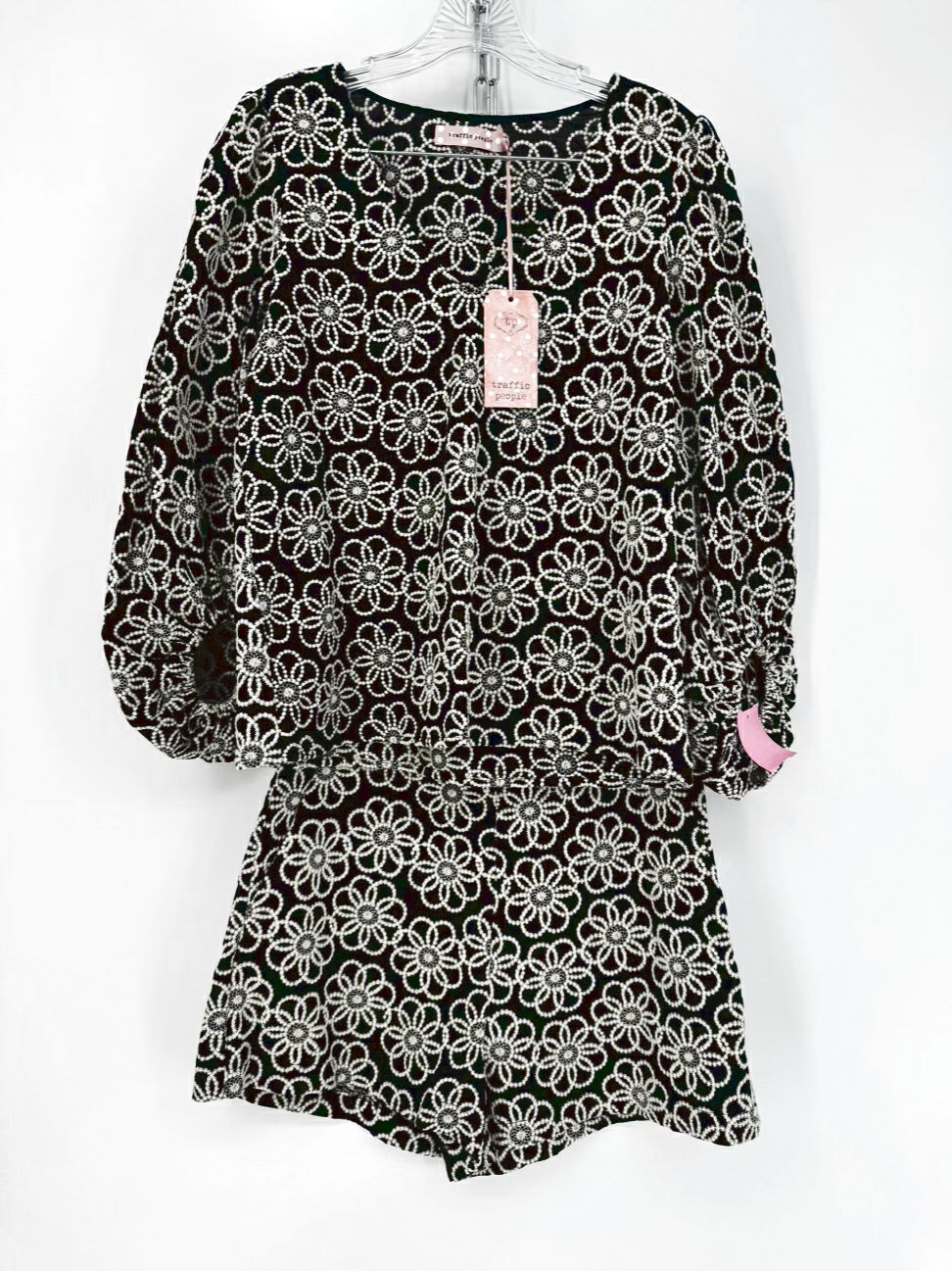 TRAFFIC PEOPLE Size S/M Black Embroidered 2-Piece Set NWT
