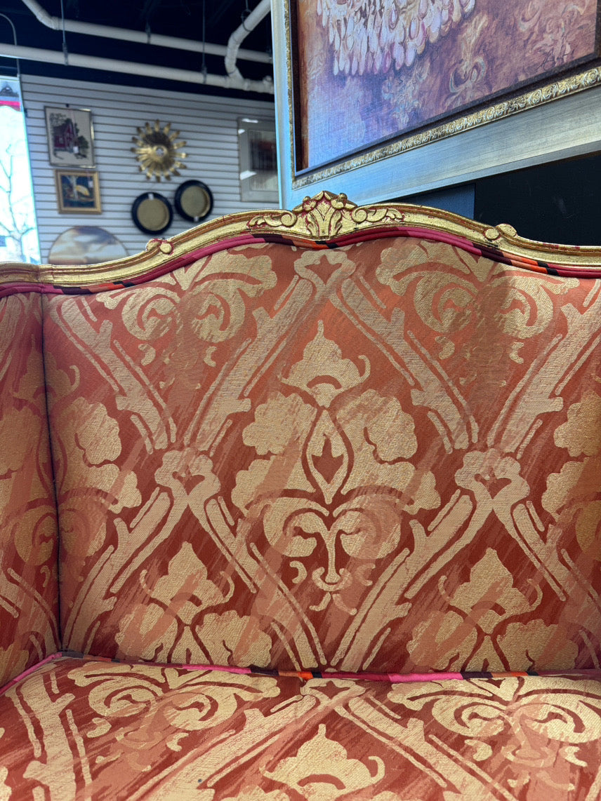 Gold & Salmon Wood & Upholstered Tassel Louis XVI Chair