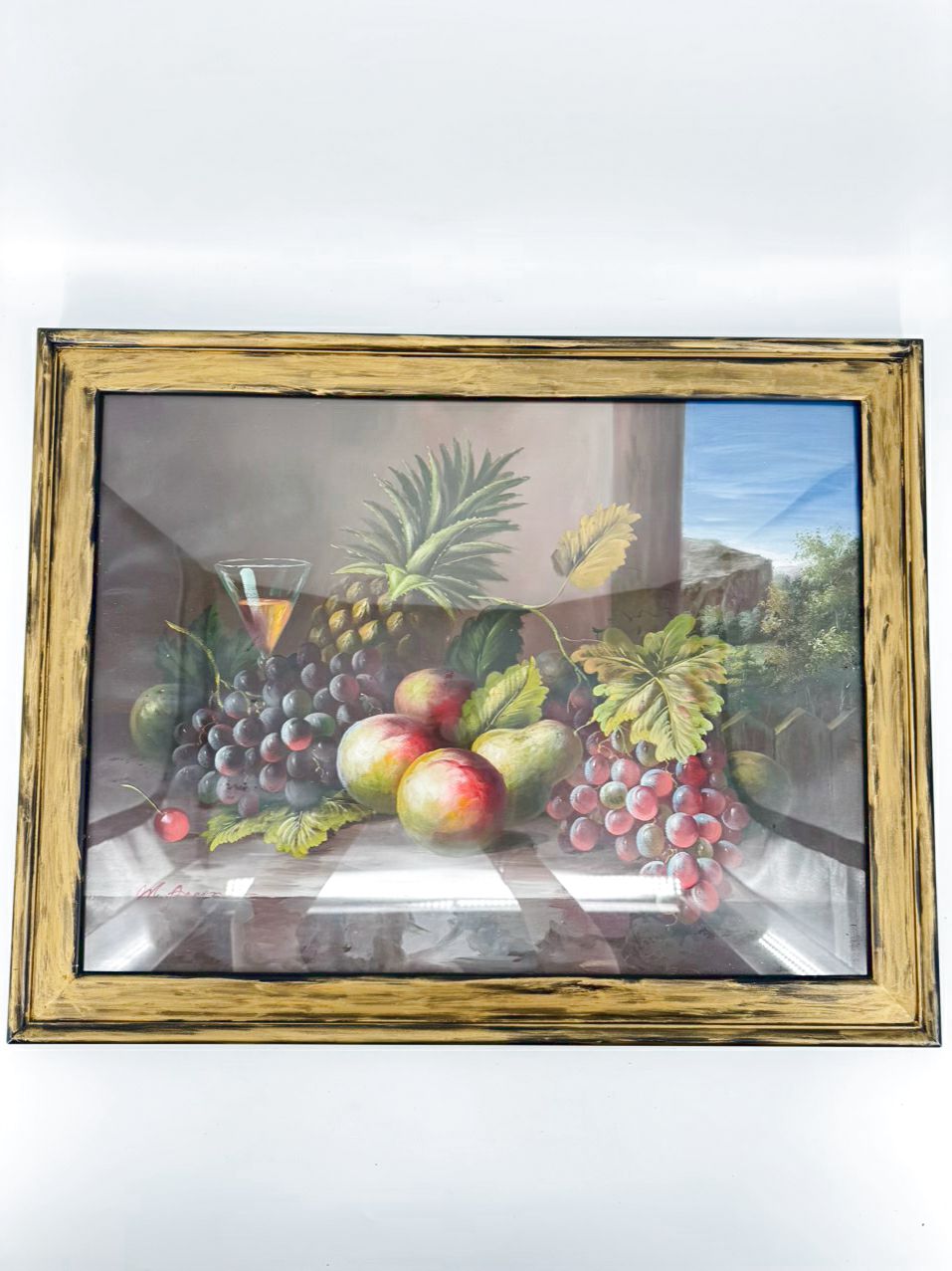 M. AARONS Oil Still Life in Painted Gold Frame