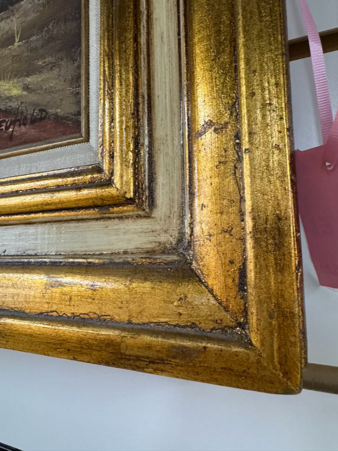 E. NEWHOLD Landscape Painting in Gold Frame