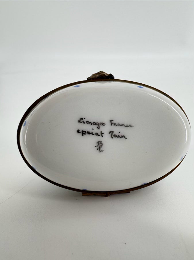 LIMOGES White & Black Cat Couple Ceramic Trinket Box