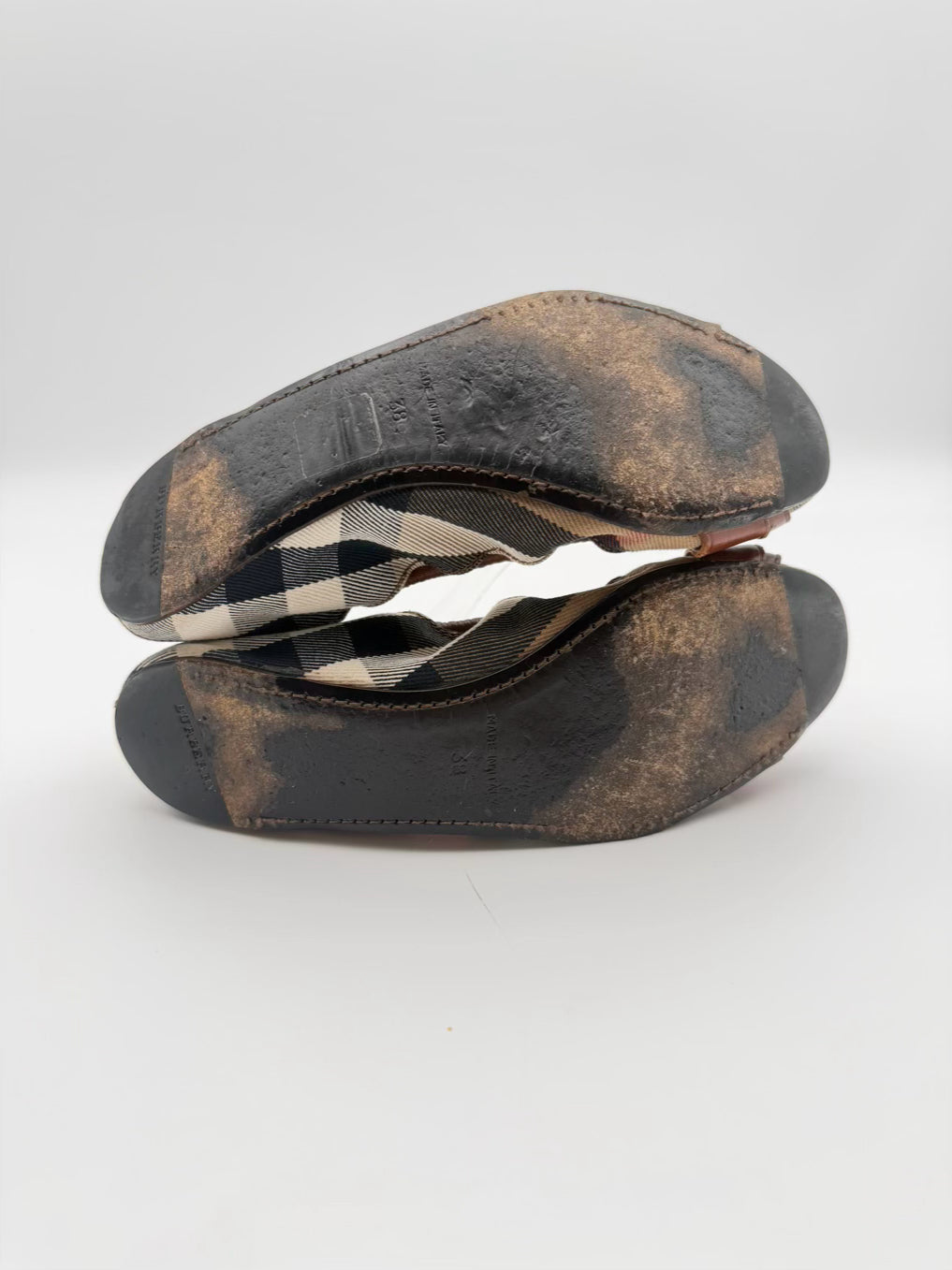 BURBERRY Size WMNS 38 Brown, White & Black Novacheck Ballerina Flats