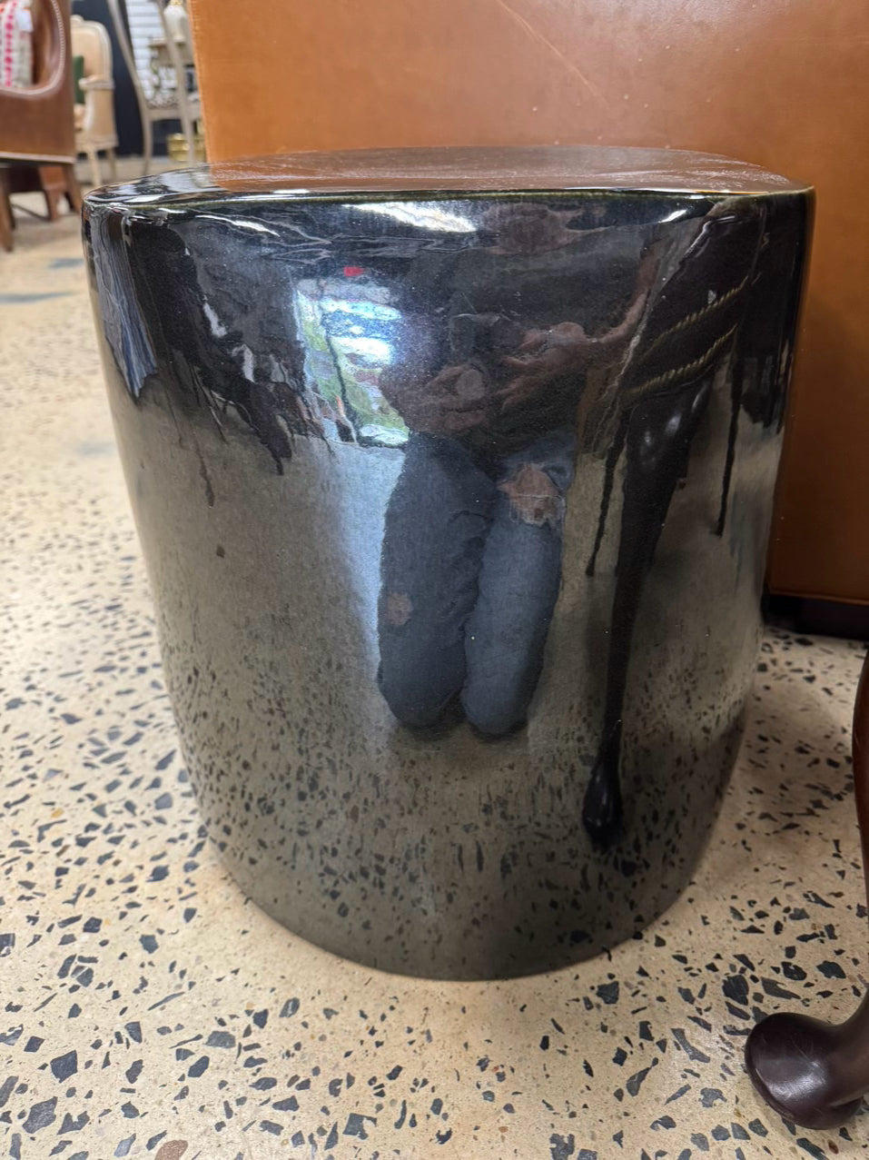 Black Ceramic Garden Stool