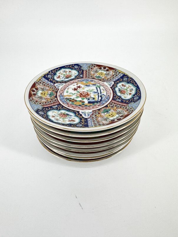 IMARI WARE Navy & Rust Set 8 Small Plates