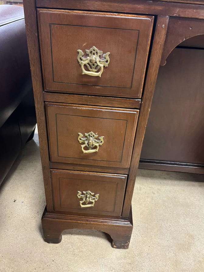Wood 7 Drawer Desk W/ Hidden Door