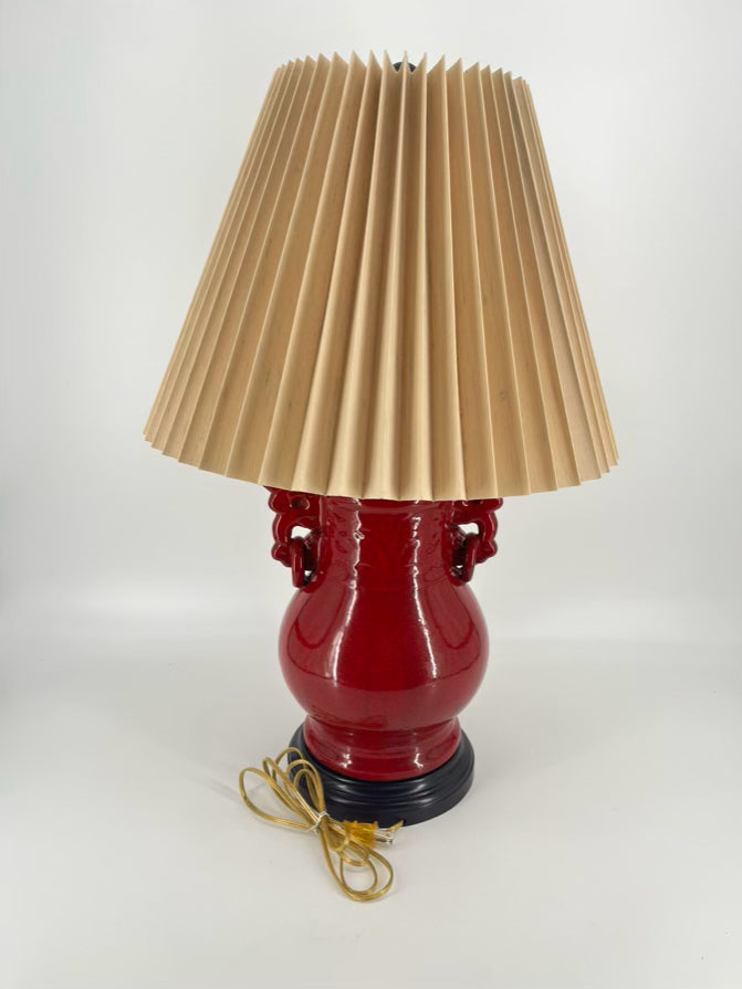 Red Ceramic Lamp W/ Handles