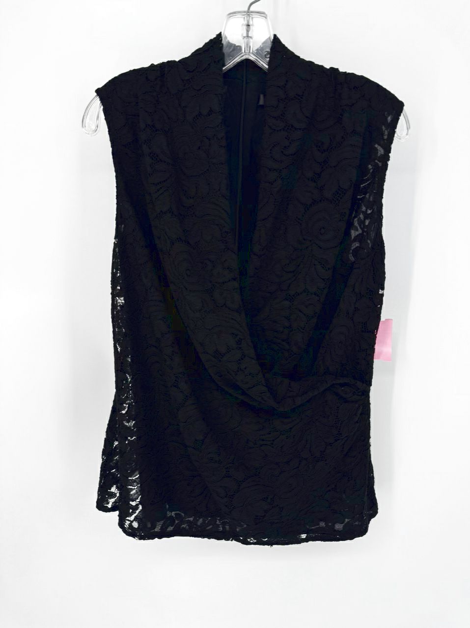 ST JOHN Size 12 Black Lace Sleeveless Top
