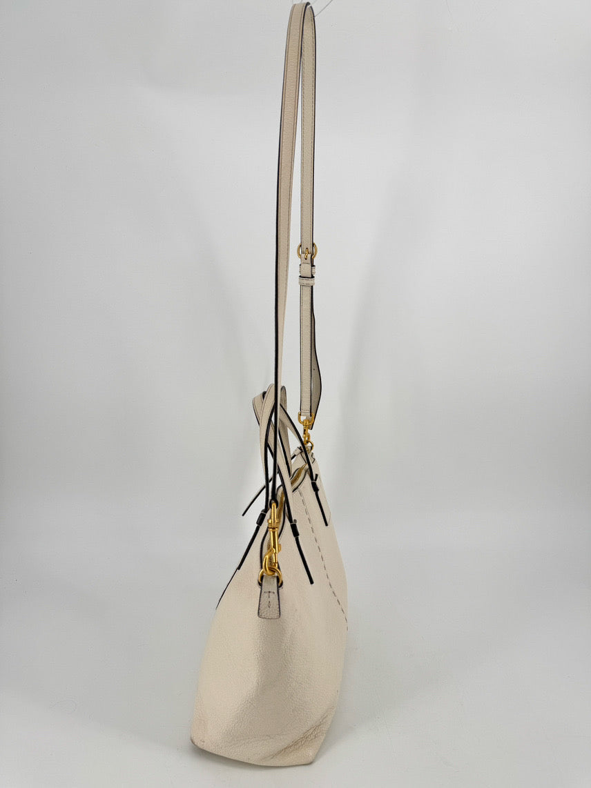 TORY BURCH Cream Leather Purse