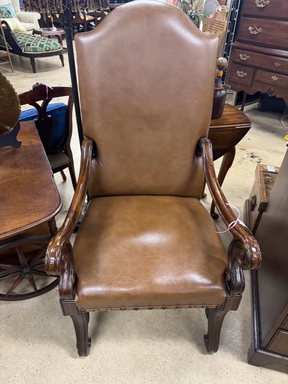 Wood & Leather Nailheads Chair