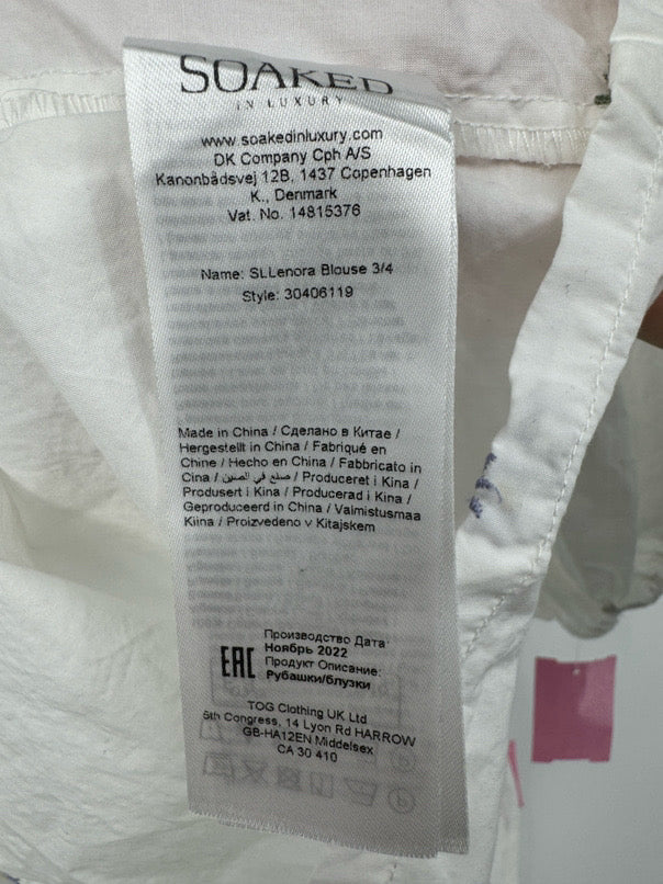 SOAKED IN LUXURY Size XS White Embroidered Floral 2 Piece Set
