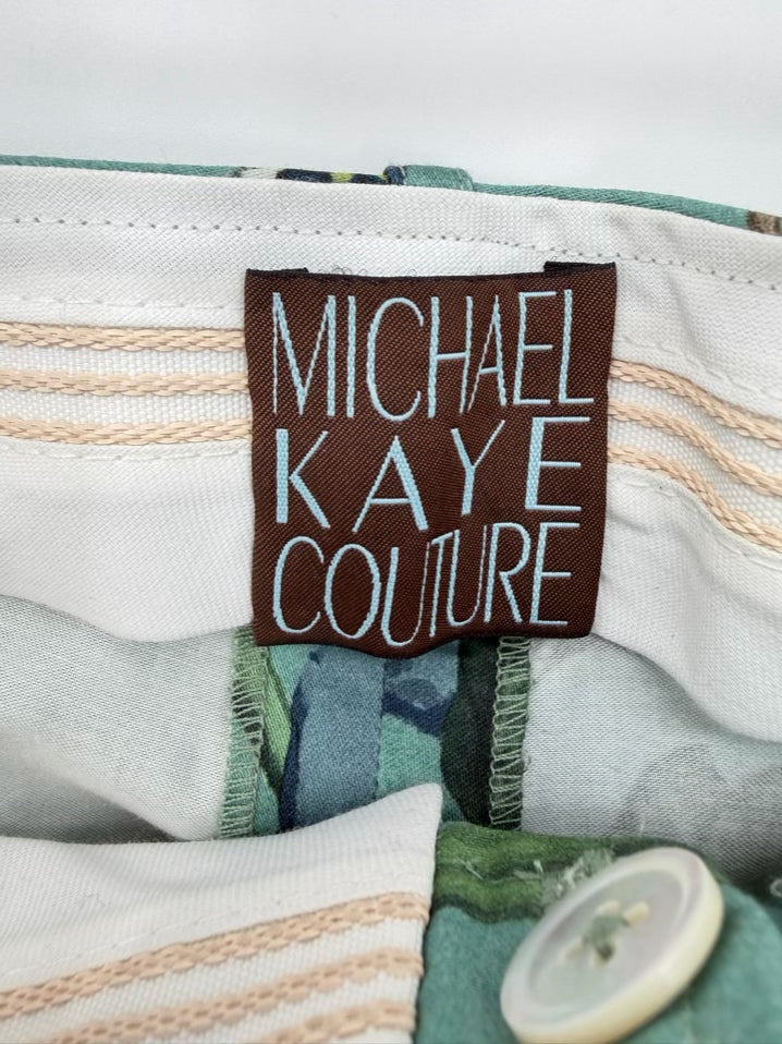 MICHAEL KAYE COUTURE Size 40 Sage Print Pants