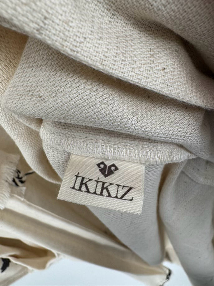 IKIKIZ Size O/S Beige Tassel Wood Block Print Robe NWT