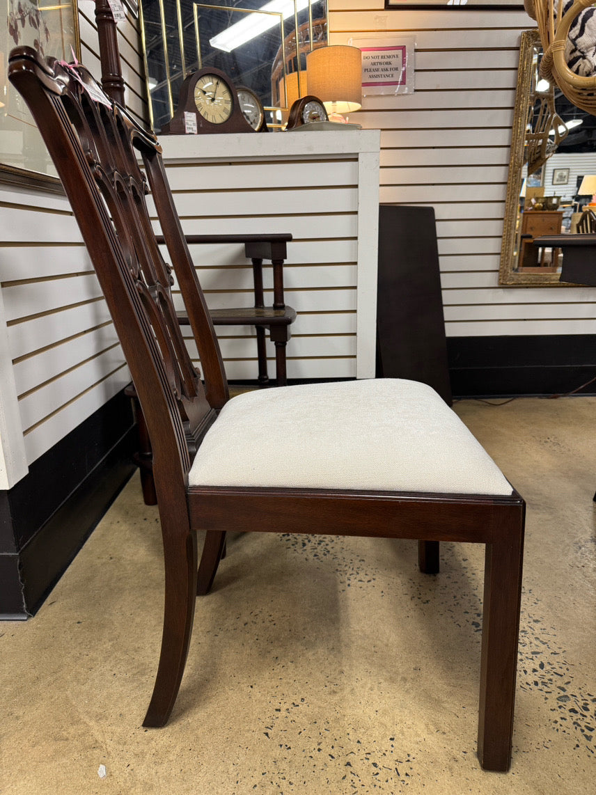 Wood & Cream Upholstered Side Chair