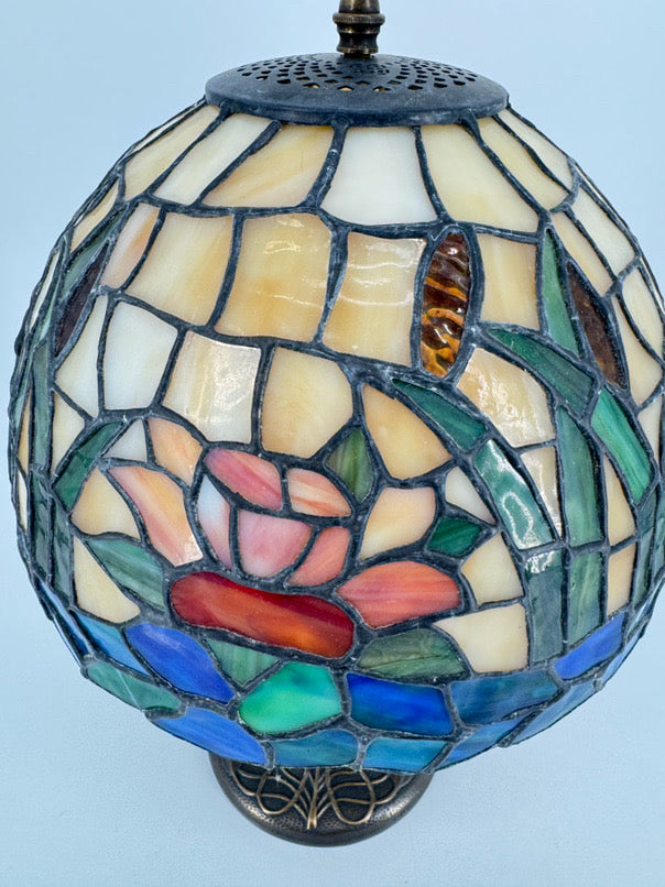 Cream, Green & Blue Tiffany Style Lamp