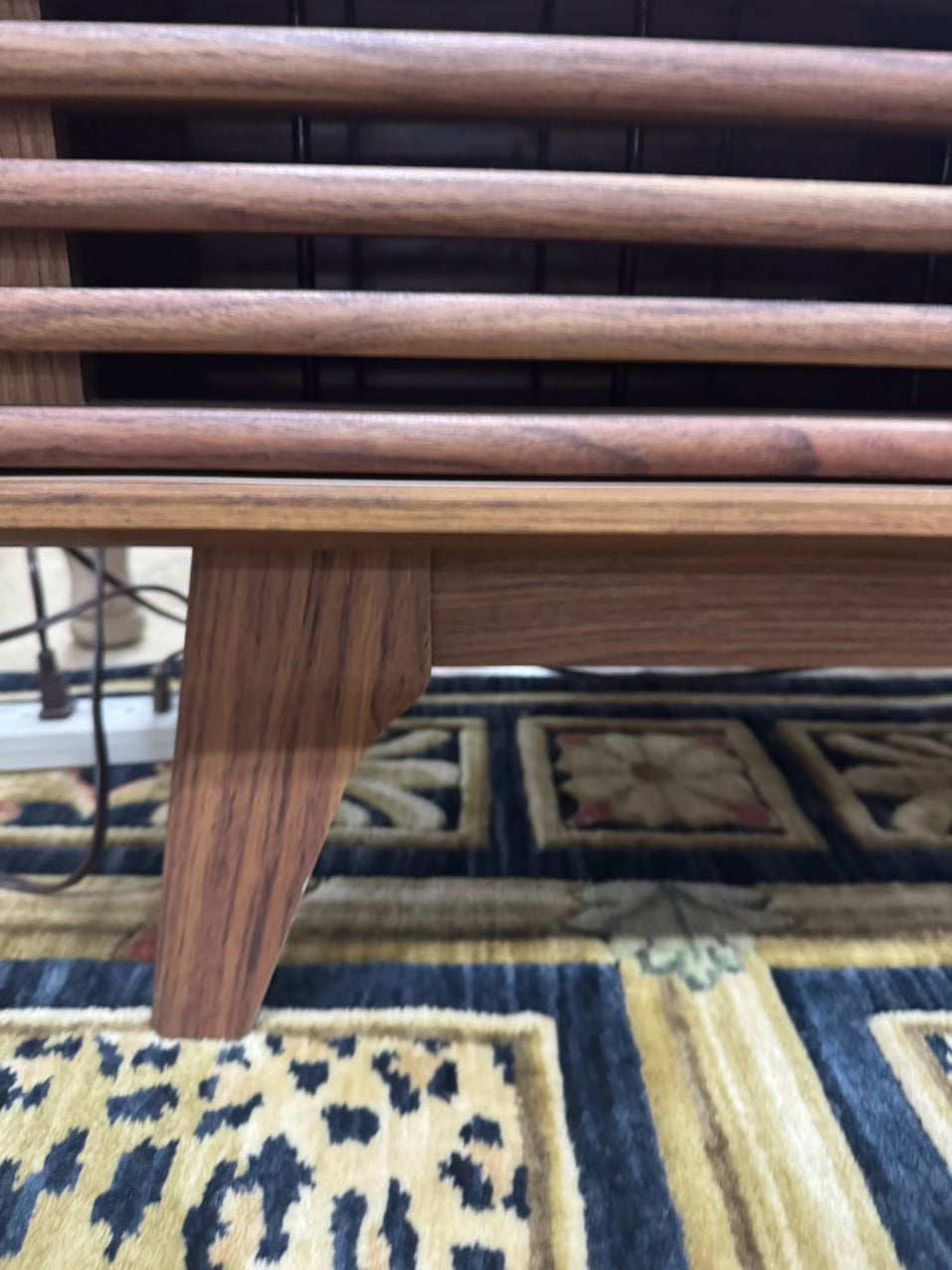 Wood Slat Record Cabinet w/ Sliding Door