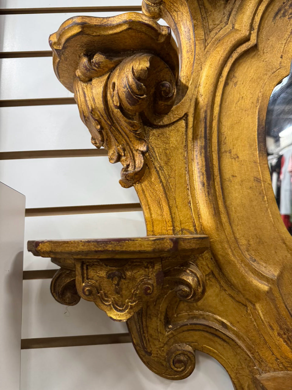 CHELSEA HOUSE Gilt Wood Mirror w/ Shelves on Sides