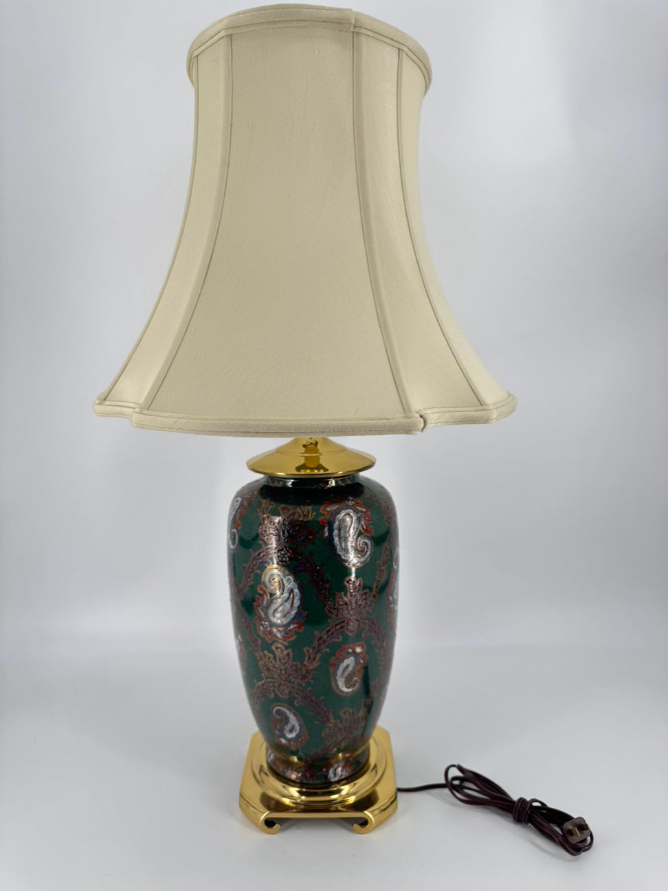 Green Paisley Porcelain Brass Base Lamp