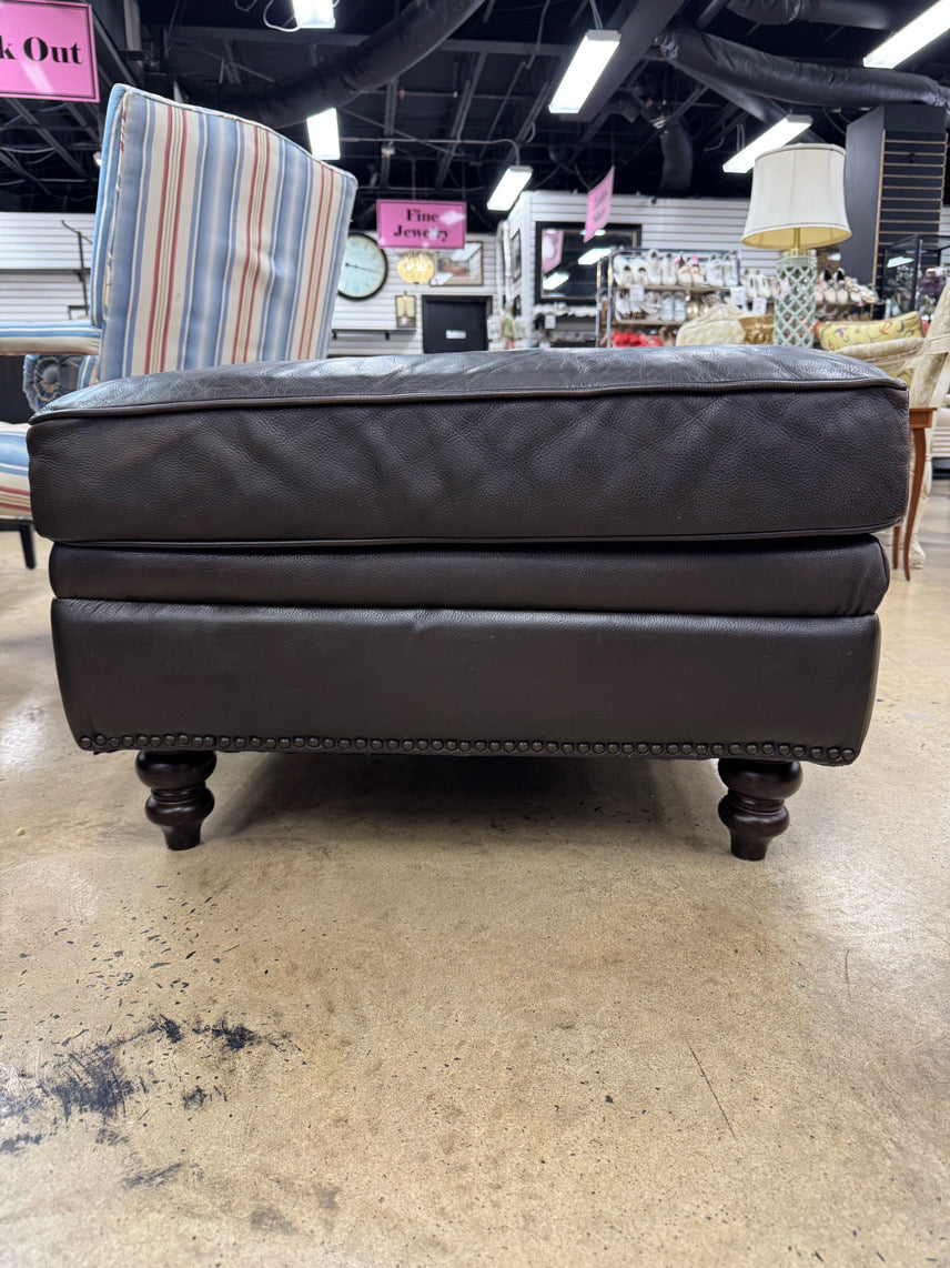 Brown Leather Ottoman