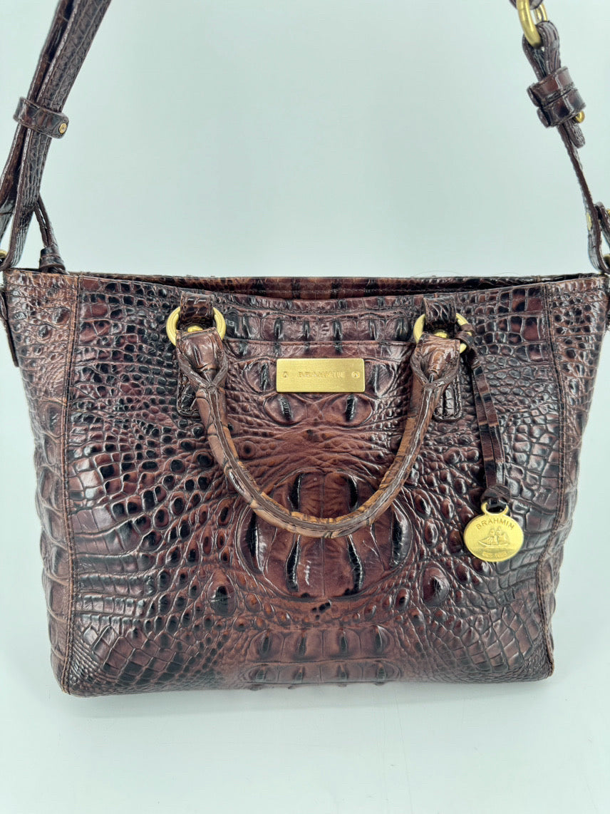 BRAHMIN Brown Embossed Leather Purse