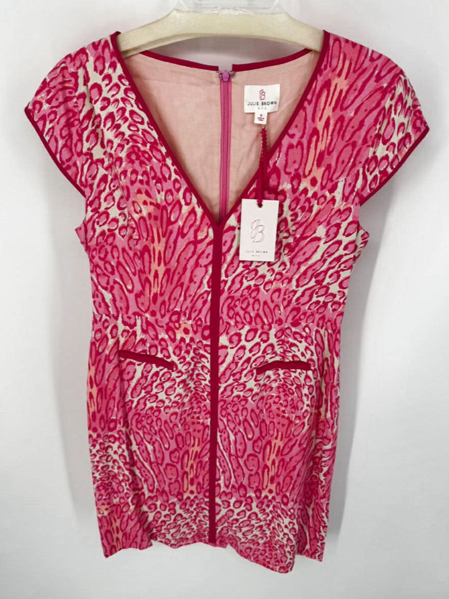 JULIE BROWN Size 8 Pink Leopard Print Shila Dress NWT