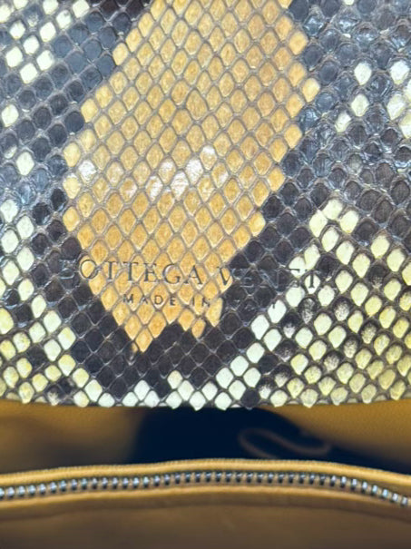 BOTTEGA VENETA Mustard Suede & Snakeskin Embossed Leather Purse