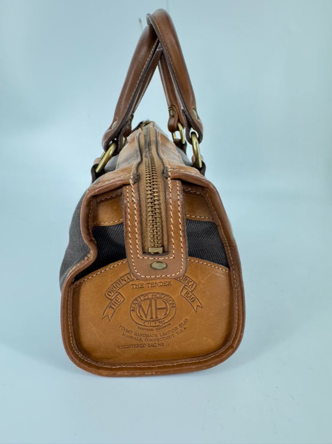 THE ORIGINAL GHURKA BAG Taupe & Brown Leather & Canvas Purse