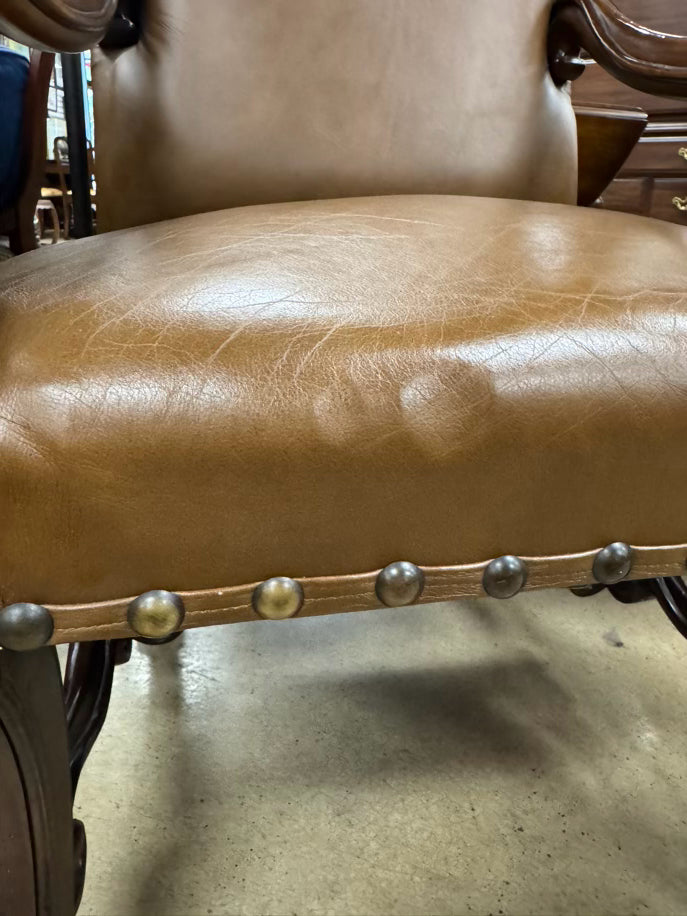Wood & Leather Nailheads Chair