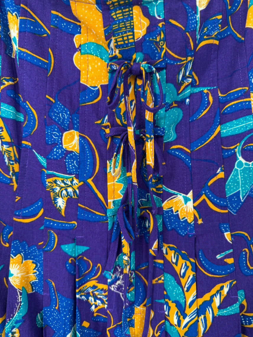 DEREK LAM 10 CROSBY Size 14 Purple & Yellow Flowers Sleeveless Dress NWT