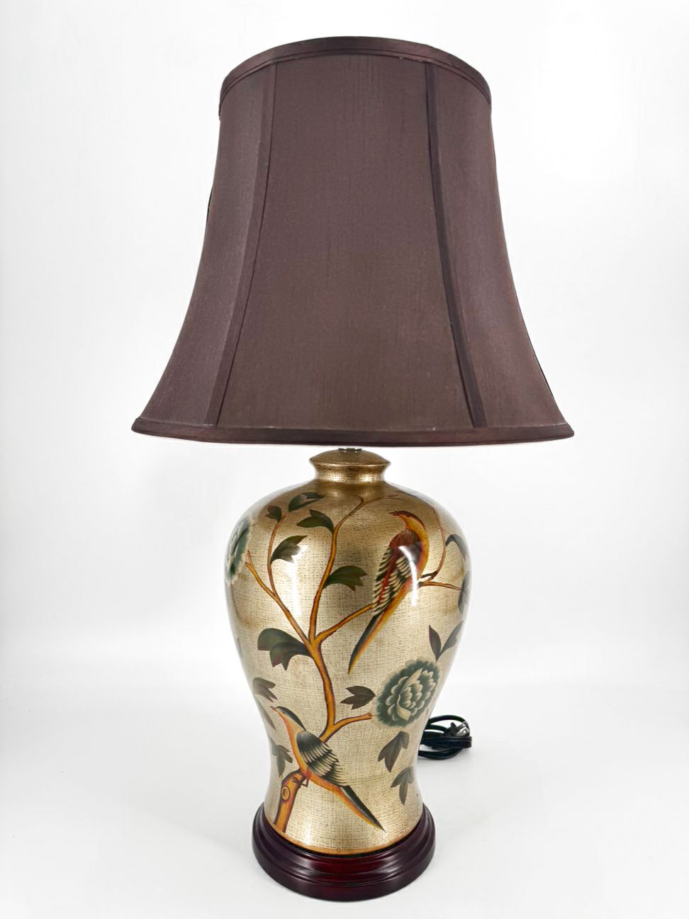Gold & Green Ceramic Birds Lamp
