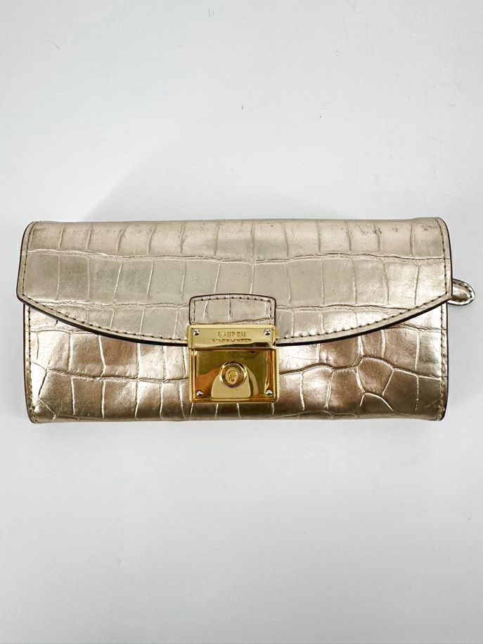 RALPH LAUREN Gold Alligator Wallet