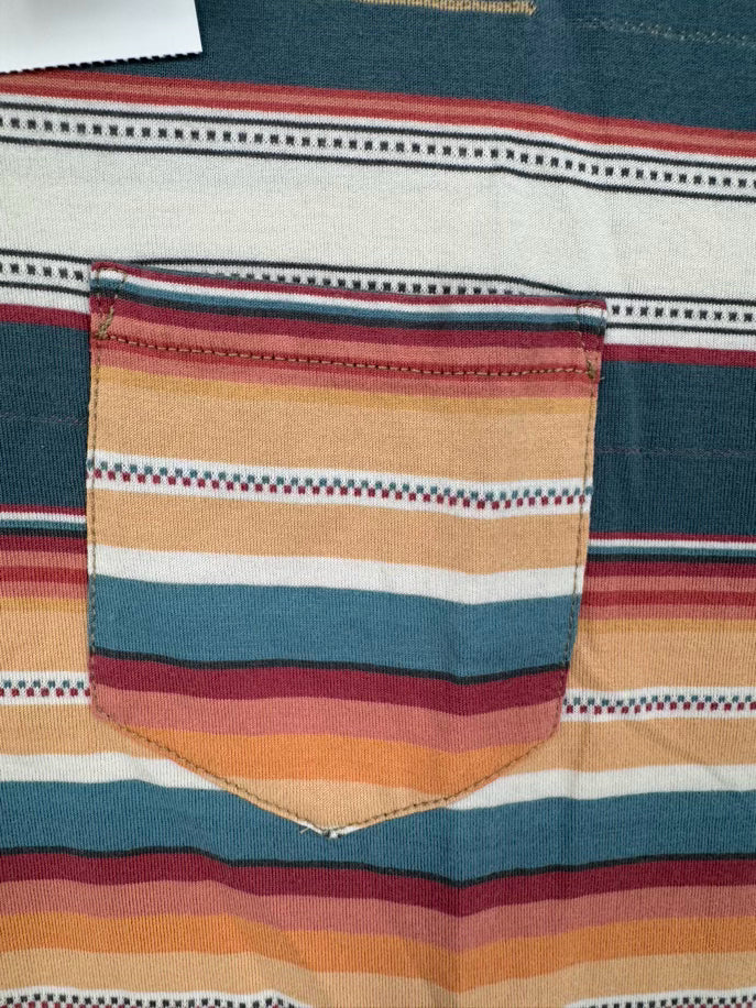 DOUBLE RL & CO Size S Teal & Orange Stripe T-shirt NWT