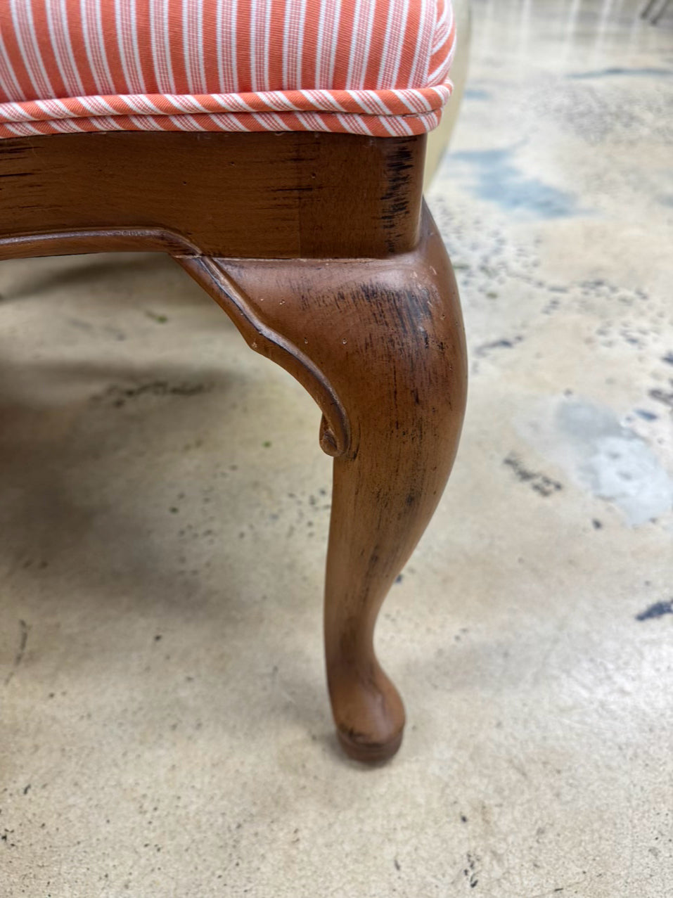 Orange & White Stripe Louis XV Chair