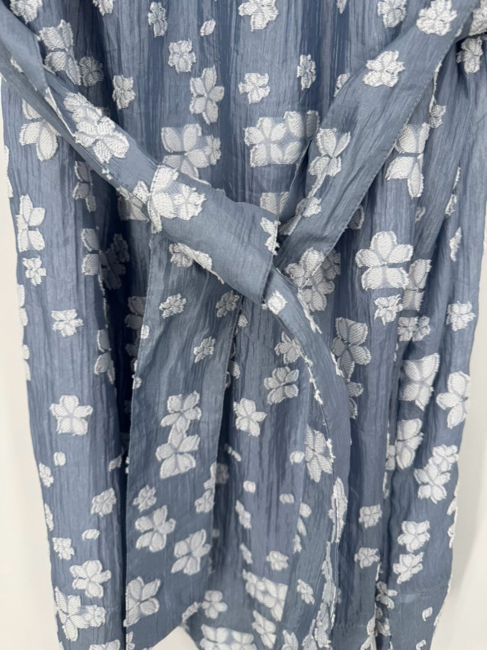 ABBEYGLASS Size XL Slate Blue Textured Floral Sleeveless Belted Betty Dress NWT
