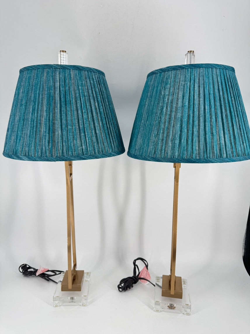 UTTERMOST Brass & Lucite Pair of Lamps