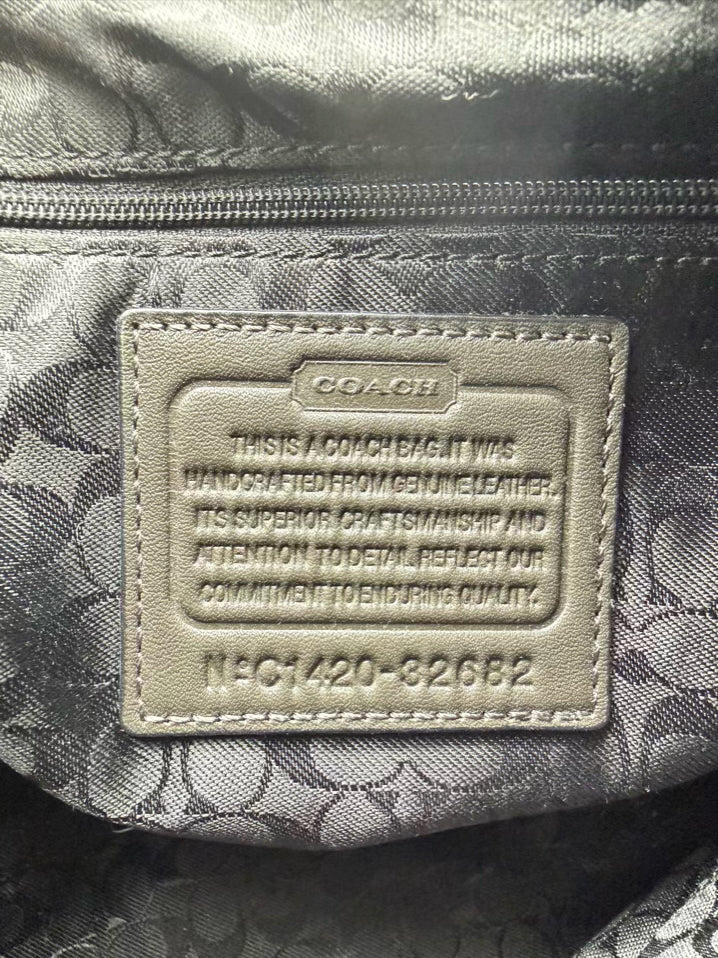 COACH Gray & Black Leather Embossed Purse