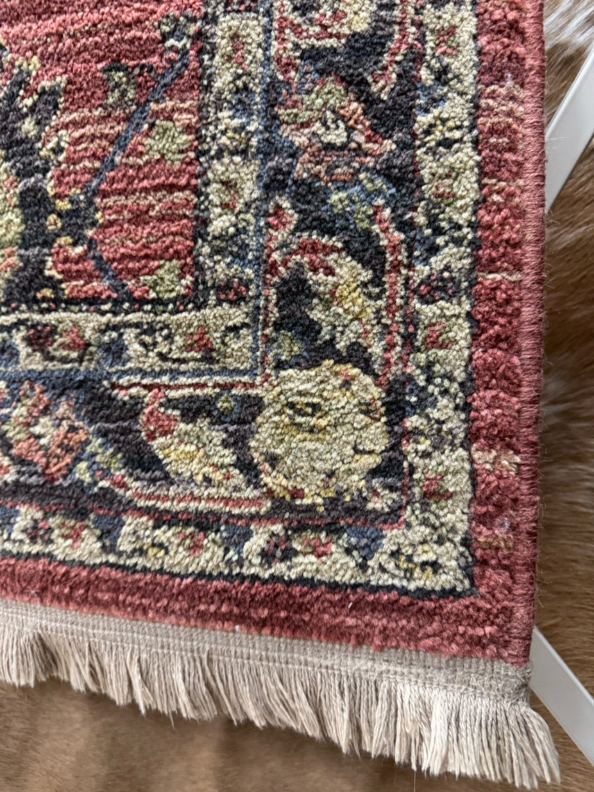 Brick & Cream Wool Area Rug