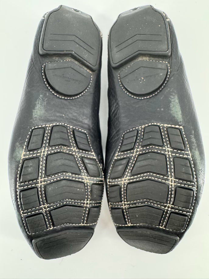 SALVATORE FERRAGAMO Size 9 Black Leather Horsebit Loafers